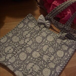 Gray Floral Tote Bag